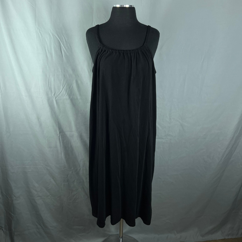 H&M Slip Dress Women Medium Black Jersey Cotton Oversized Plunge Back Minimalist